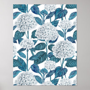 Affiche Hydrangea blanche aquarelle