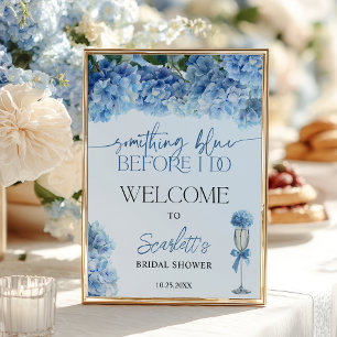 Affiche Hydrangea Bleu Bienvenue à la Fête de Mariage
