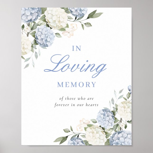 Affiche Hydrangea Bleu En Mémoire Sign (Devant)