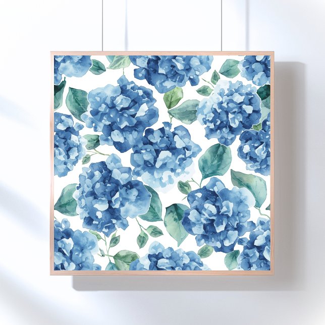 Affiche Hydrangea Blues | Fleurs de Motif de Fleurs à l'Aq (Créateur téléchargé)