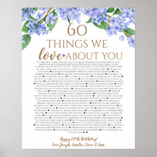 Affiche hydrangea choses que nous t'aimons 60 choses anniv