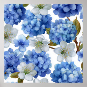 Affiche Hydrangea et fleur de cerisiers
