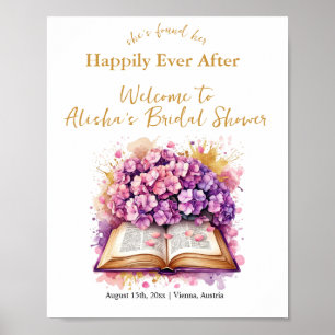 Affiche Hydrangea fête de mariage Happily Ever After