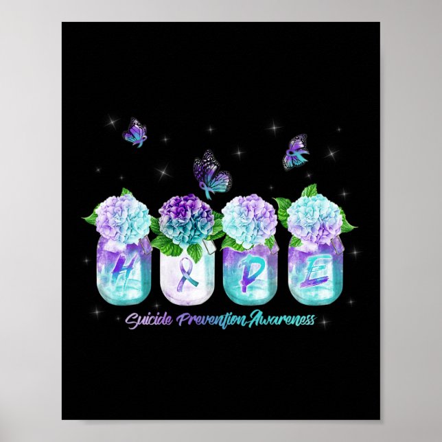 Affiche Hydrangea Fleur Butterfly Suicide Prevention Awar (Devant)