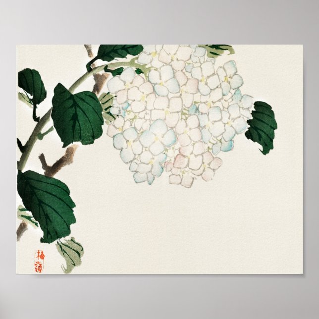 Affiche Hydrangea par Kōno Bairei (Devant)