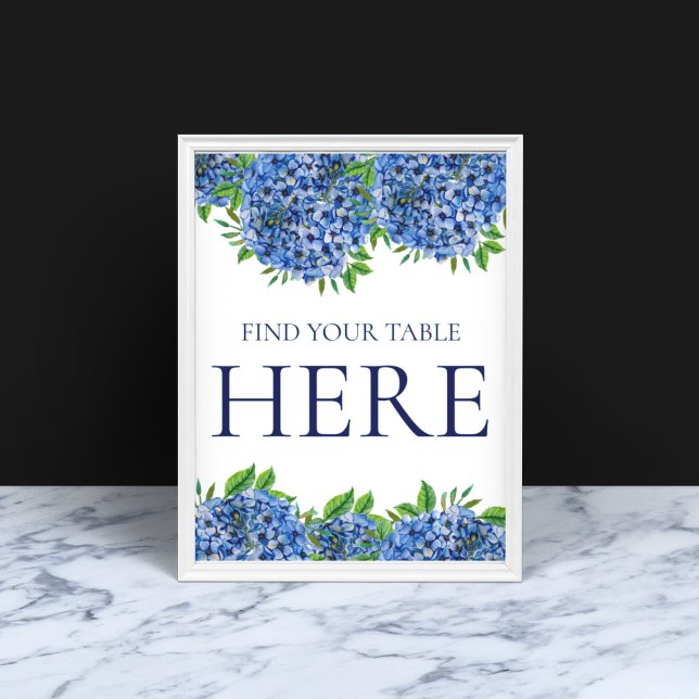 Affiche Hydrangeas Bleus Aquarelle Mariage Trouvez Votre T (Créateur téléchargé)