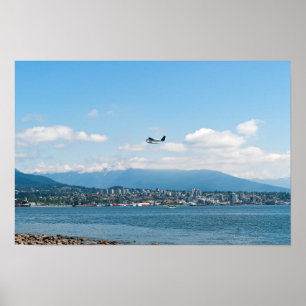 Affiche hydravion au décollage de la baie de Vancouver