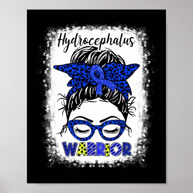 Affiche Hydrocéphalie Warrior Messy Bun Blue Ribbon Leopar (Devant)