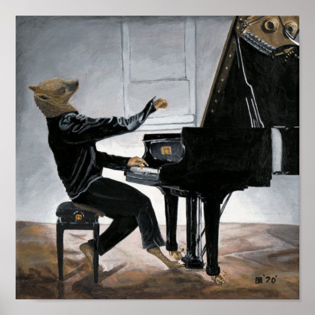 Affiche Hyena Piano Music Player Imaginaire Wall Art Impri (Devant)