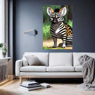 Affiche Hyena Zebra cool et adorable Hybrid   Art AI