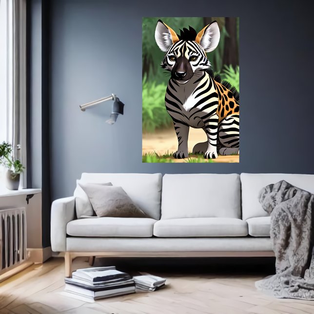 Affiche Hyena Zebra cool et adorable Hybrid | Art AI (Créateur téléchargé)