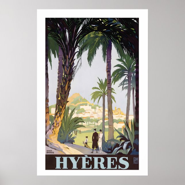 Affiche Hyeres Provence-Alpes-Côte d'Azur France Vintage (Devant)