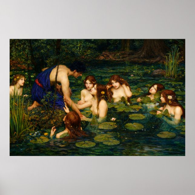 Affiche Hylas and the Nymphs by John William Waterhouse (Devant)