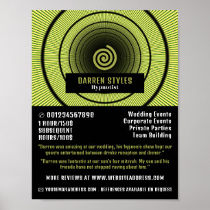 Affiche Hypnose Spirale, Hypnotist Event Entertainer