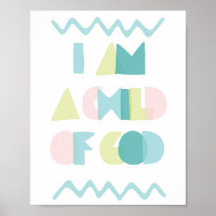 Affiche I am a Child of God Colourful Kids Room Decor