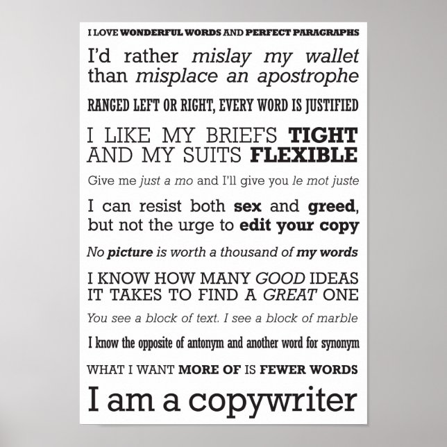 Affiche 'I am a copywriter' (Devant)