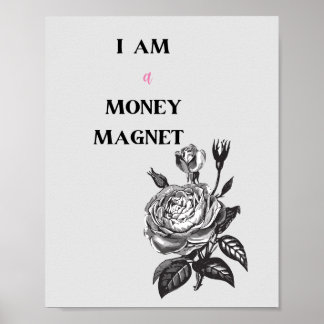 Affiche I Am a Money Magnet Affirmation : Art minimaliste