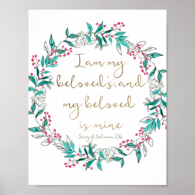 Affiche I Am My Beloved's Bible Verse Wall Art (Devant)