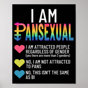 Affiche I Am Pansexual - LGBTQIA Pride Coeurs Arc En Ciel