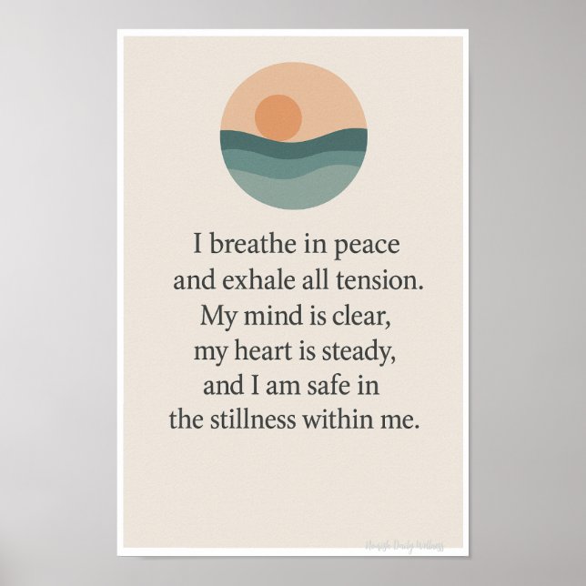 Affiche I Breathe in Peace-Mindful Affirmation Wall Art (Devant)