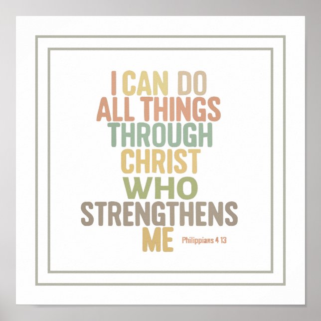 Affiche I Can Do All Things Bible Verse Philippians 4:13 (Devant)