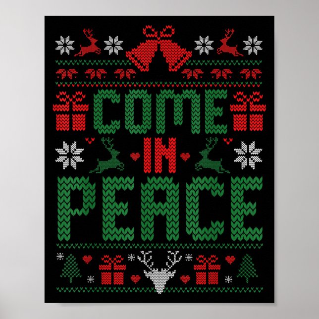 Affiche I Come In Peace Couple Matching Ugly Christmas Swe (Devant)