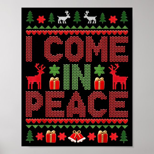 Affiche I Come In Peace Couple Matching Ugly Christmas Swe (Devant)