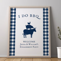 I Do BBQ Rustique Ferme Marine Bleu Plaid Bienvenu