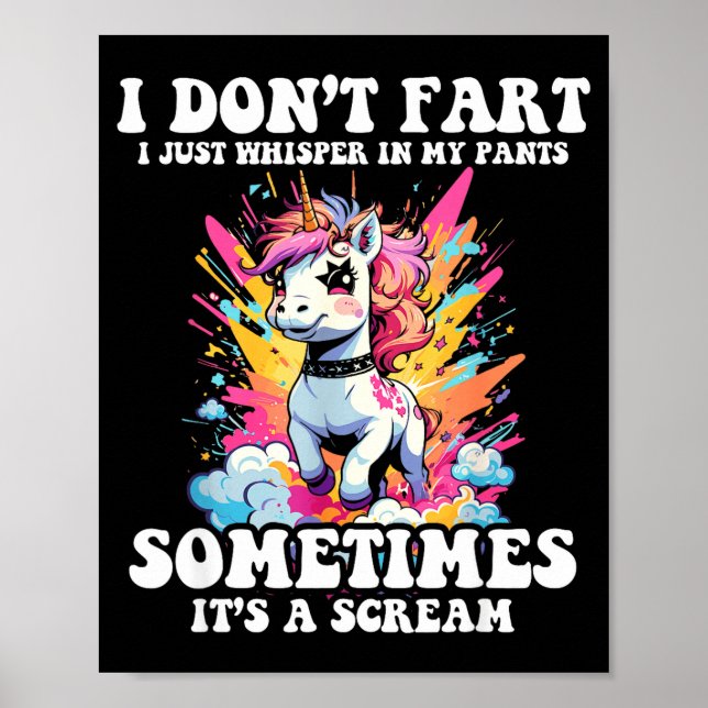 Affiche I Don't Fart I Whisper In My Pants - Funny Unicorn (Devant)