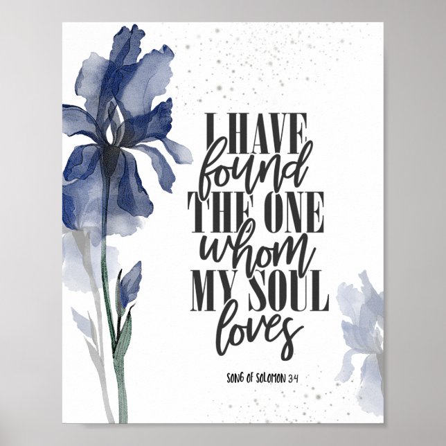 Affiche I have found the One Bible Verse Blue Floral (Devant)