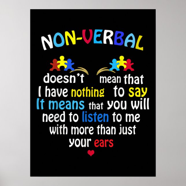 Affiche I Have Nonverbal Autism Awareness Puzzle Piece (Devant)