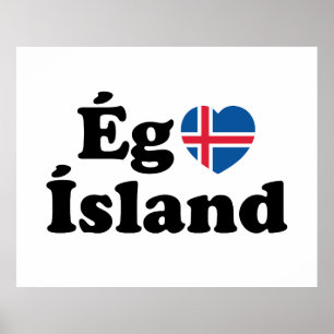 Affiche I Heart (Love) Islande [Ég Elska Ísland] Islandais
