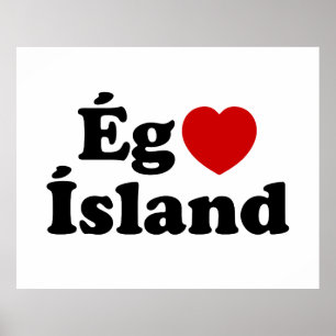 Affiche I Heart (Love) Islande [Ég Elska Ísland] Islandais