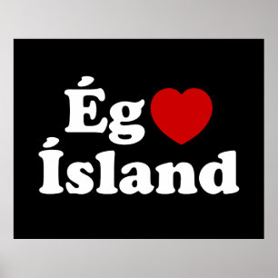 Affiche I Heart (Love) Islande [Ég Elska Ísland] Islandais
