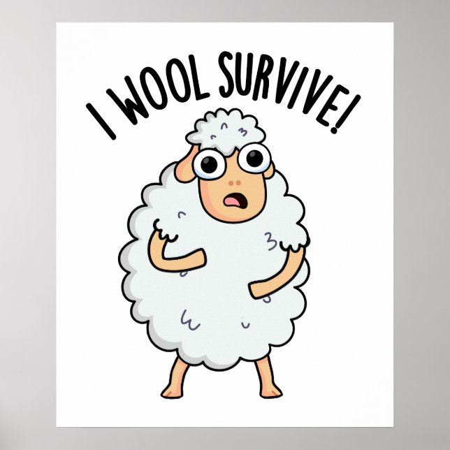Affiche I Laine Survive Funny Sheep Pun (Devant)
