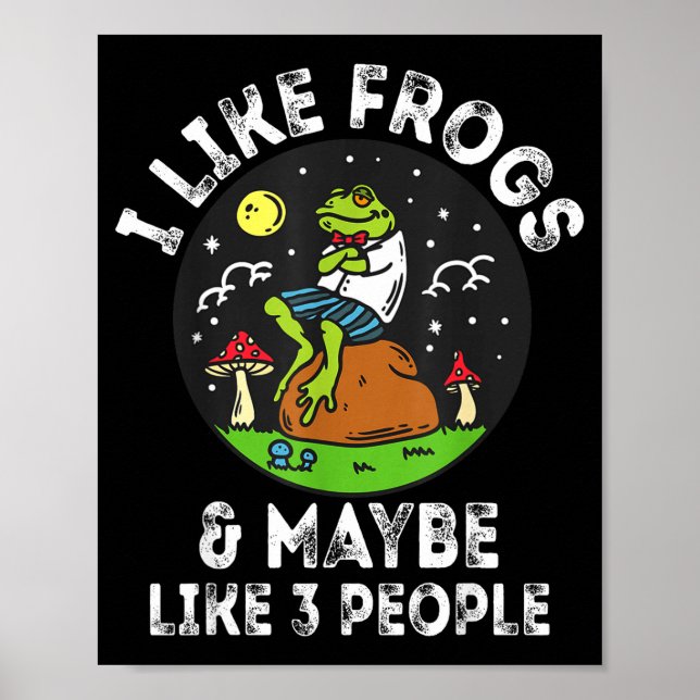 Affiche I Like Frogs And Maybe 3 People Frog Lover Retro V (Devant)