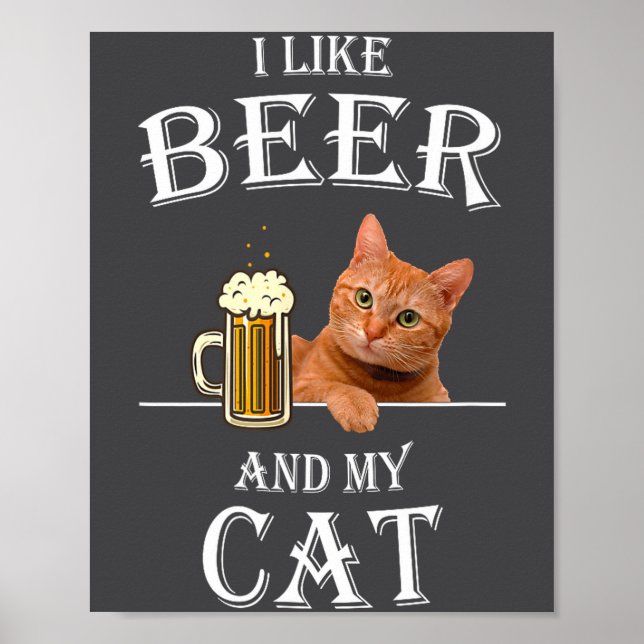 Affiche I Like My Cat And Beer Cats Beer Quote Dad For Men (Devant)