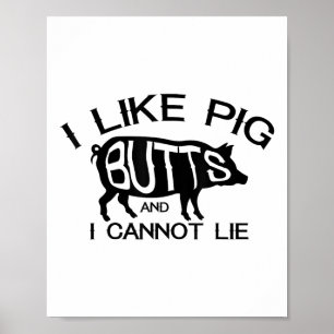 Affiche I Like Pork Butts - Funny Grilling Bbq Barbecue Me