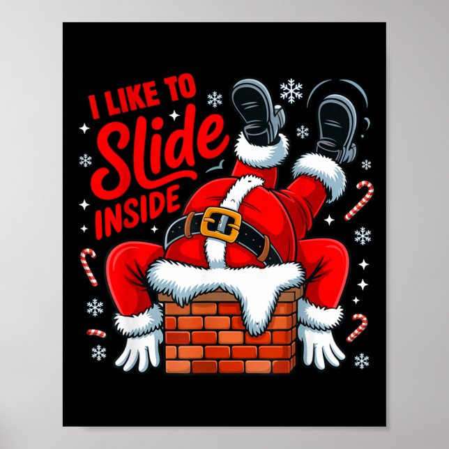 Affiche I Like To Slide Inside Funny Santa Couple Matching (Devant)