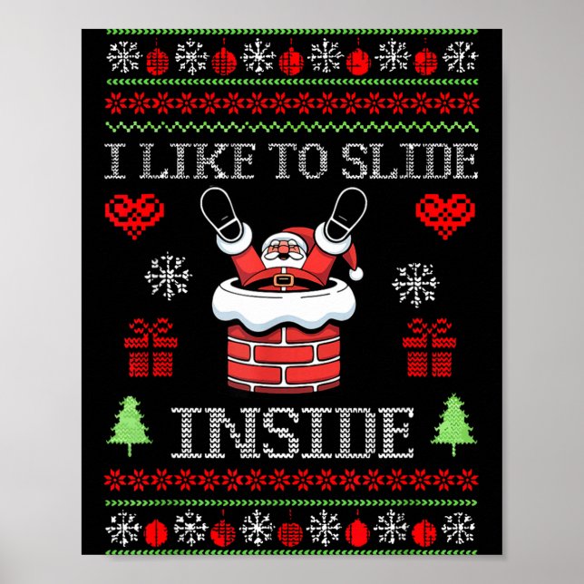 Affiche I Like To Slide Inside Funny Santa Couple Matching (Devant)