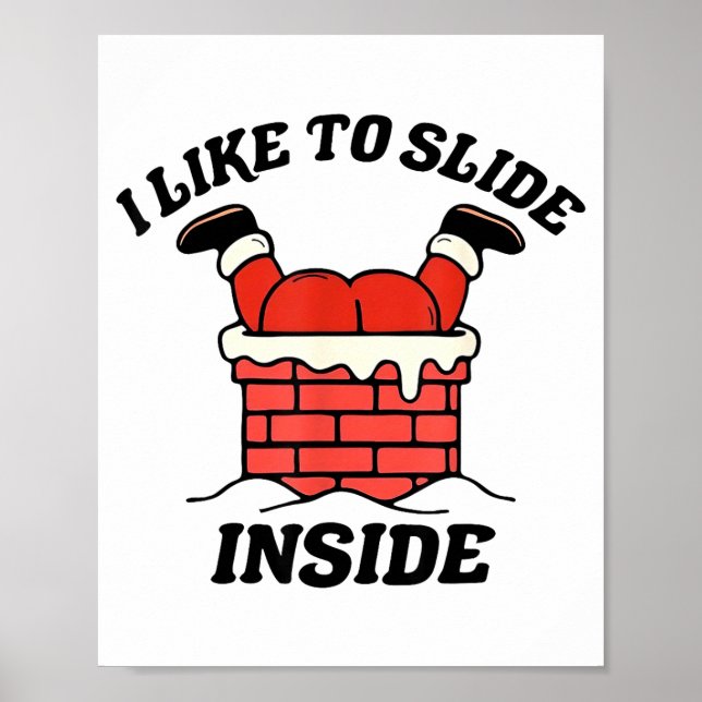 Affiche I Like To Slide Inside Funny Santa Couple Matching (Devant)