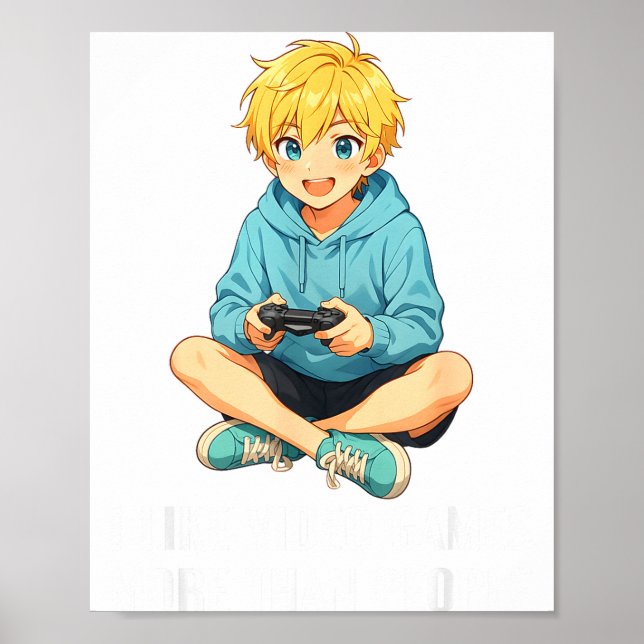 Affiche I Like Video Games More Than People Funny Gamer An (Devant)