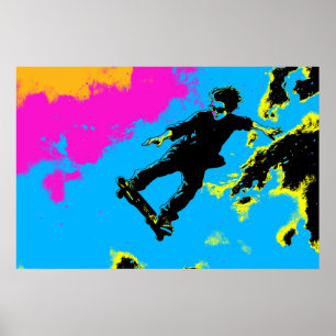 Affiche I Live To Fly - Skateboarder