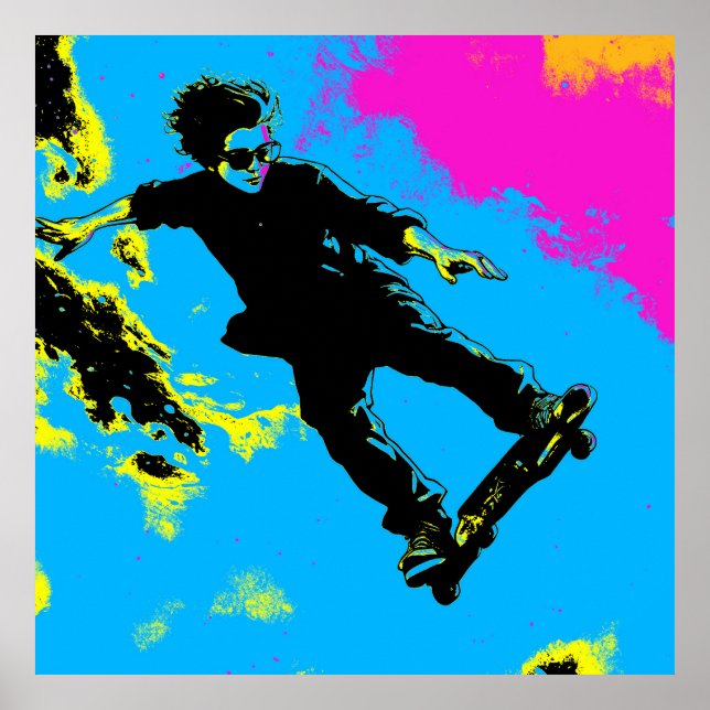 Affiche I Live To Fly - Skateboarder (Devant)