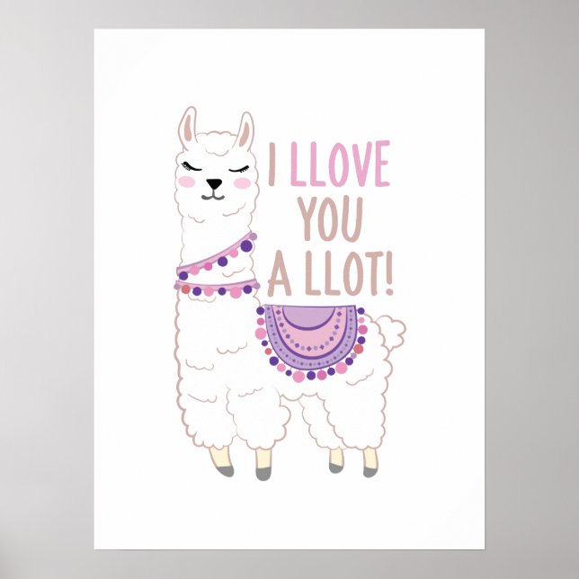 Affiche I Llove You a Llot - Funny Llama (Devant)