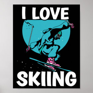 Affiche I Loin Ski Skieurs Ski Ski Ski Sports d'hiver