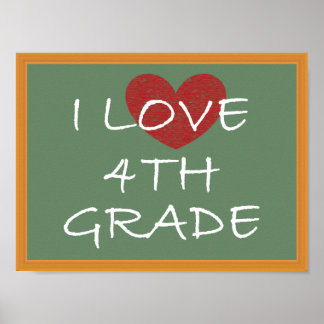 Affiche I Love 4th Grade