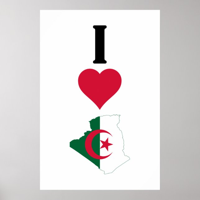 Affiche I Love Algérie Vertical I Heart Algérie Pays Fl (Devant)