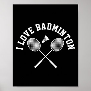 Affiche I Love Badminton Player Gift Retro Style