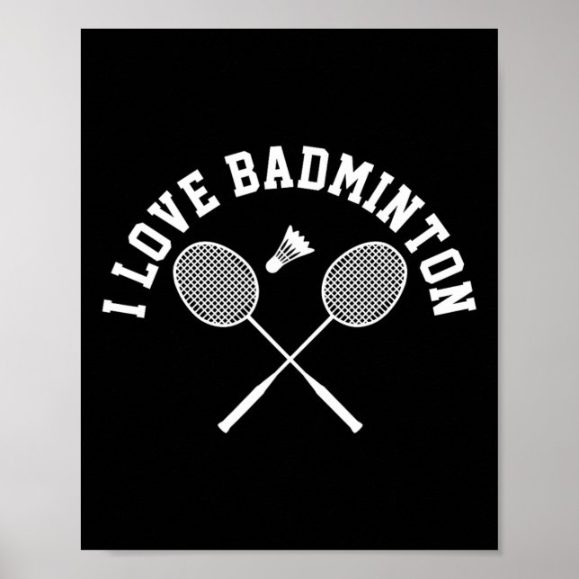 Affiche I Love Badminton Player Gift Retro Style (Devant)